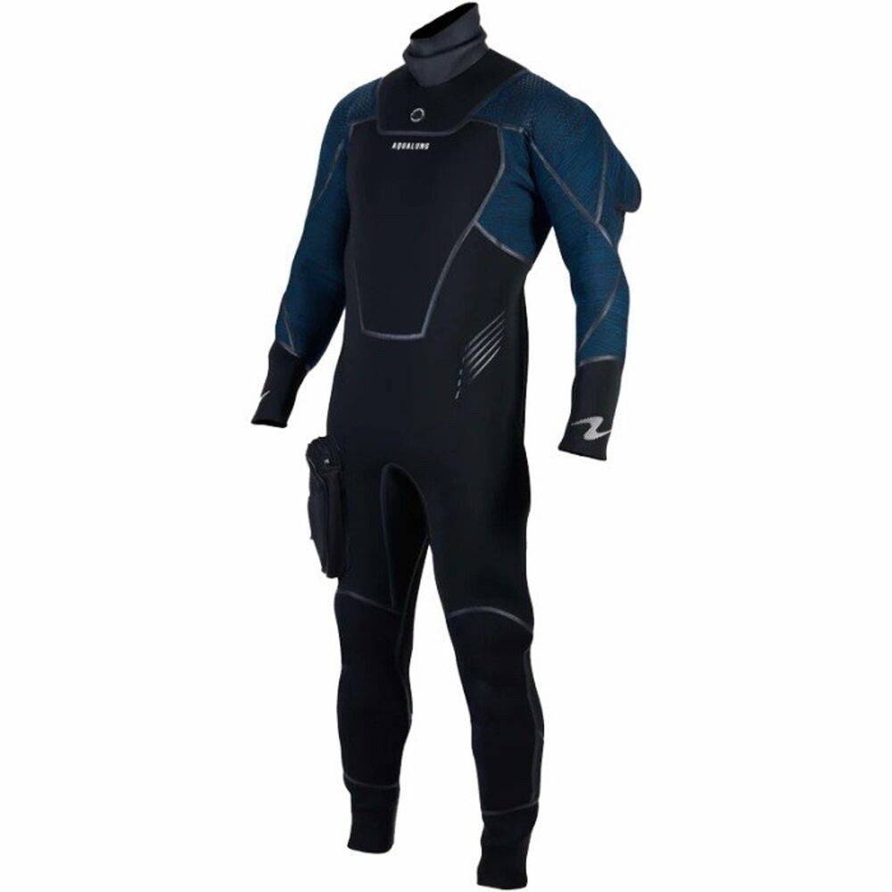 Aqua Lung 7mm Iceland Men’s semi-dry Wetsuit Black & Blue with Hood - Size XS